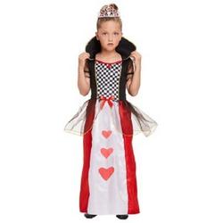 KINDEREN Meisjes Alice in Wonderland Queen of Hearts Kostuum | De Koningin van de Harten Jurk | Kleur: Rood / Wit / Zwart | Harten Koningin | Carnavalskleding | Verkleedkleding | Feest Kostuum  | Meisjes | Maat: Medium  7-9 Jaar.